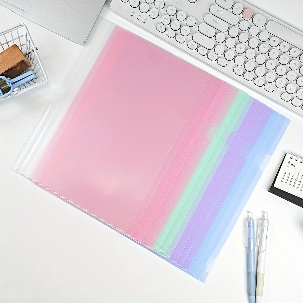 Thickened 16c Insert File Bag L-Shaped Folder Colorful Single-Page Data Report File Protection Sleeve Waterproof Resume Folder