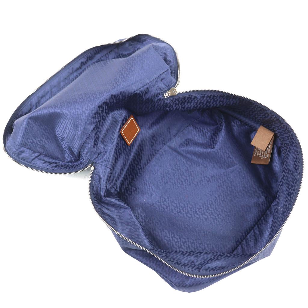 Excellent HERMES Pouch Ouse De Voyage PM Blue Silk Women Used