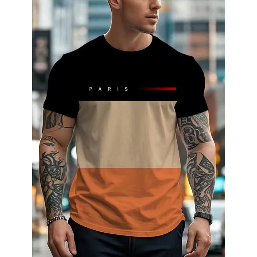 Nuova T-shirt Estiva Moda Uomo Personalità Geometria Fantasia Stampata T-shirt da Uomo Top