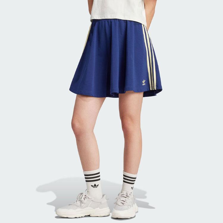 Adidas Originals Logo Embroidered Color Block Striped Sport Casual Skirt Women Skirt Navy IR7470