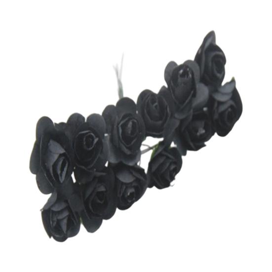 Yousheng 12 Pcs Mini Artificial Rose Flower Bouquet 12 Heads Paper Rose Flowers with Stems for Scrapbooking Wedding DIY