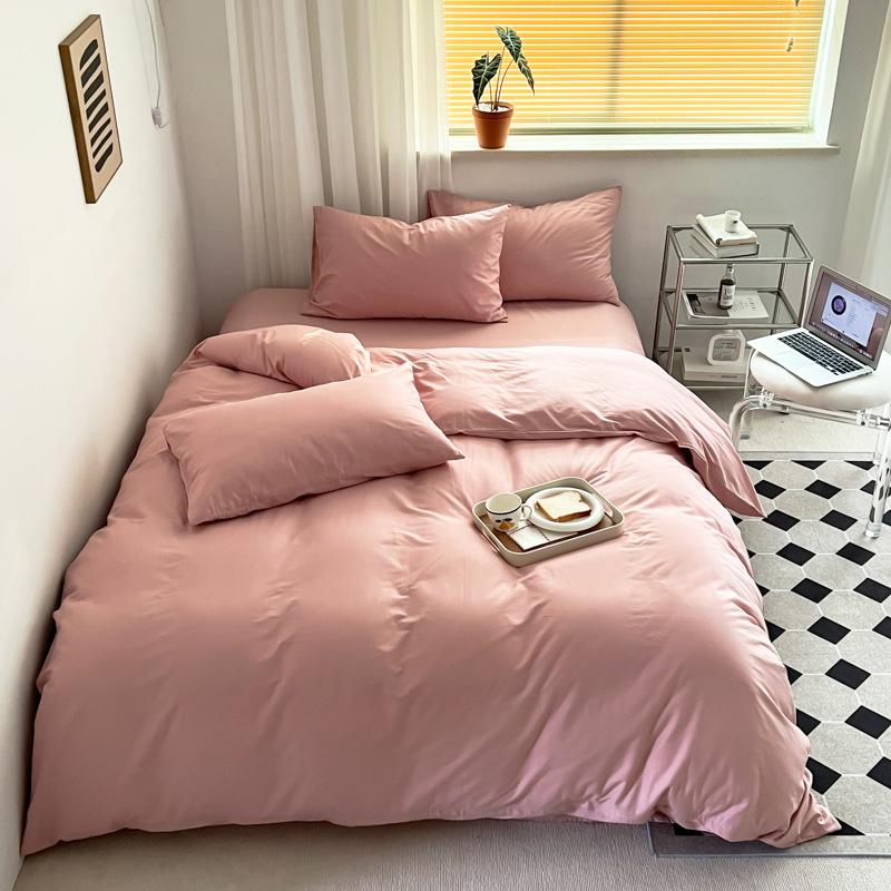 Pure Cotton Quilt Cover, Color Matching Four-piece Set, Pure Cotton, Pure Autumn and Winter Simple Single Product, Bedding, Duvet Cover