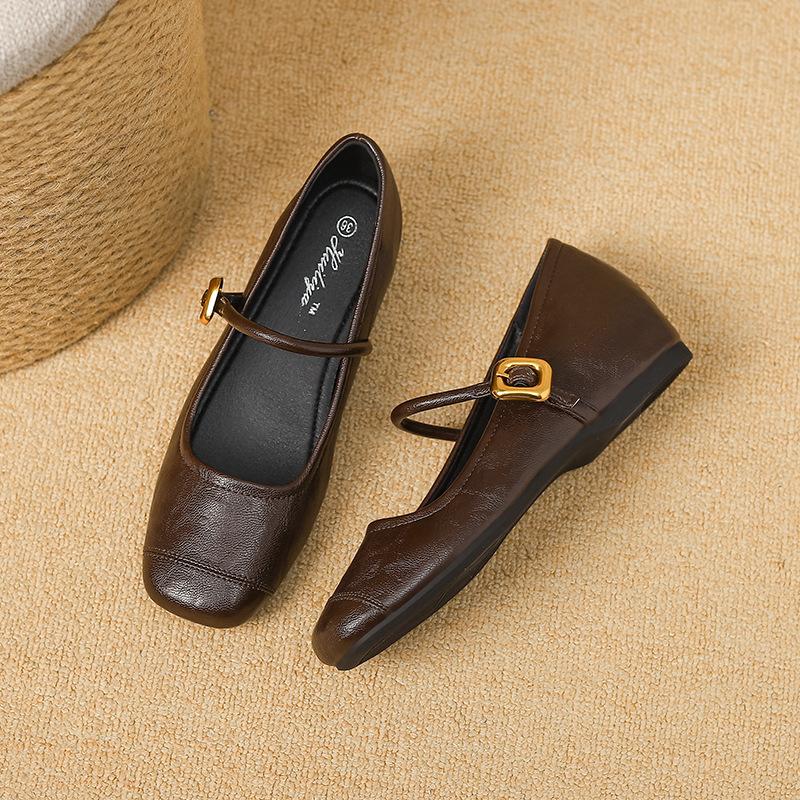 

D338-11 Huiliya with skirt round head Mary Jane shoes women s spring 2025 new evening shoes 40 коричневый