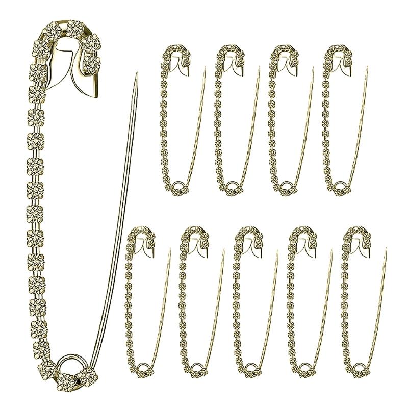 10 ks Dekorativní brože na oblečení Doplňky Elegantní připínáčky s kamínky Rafinované klipy na sukně a klopy