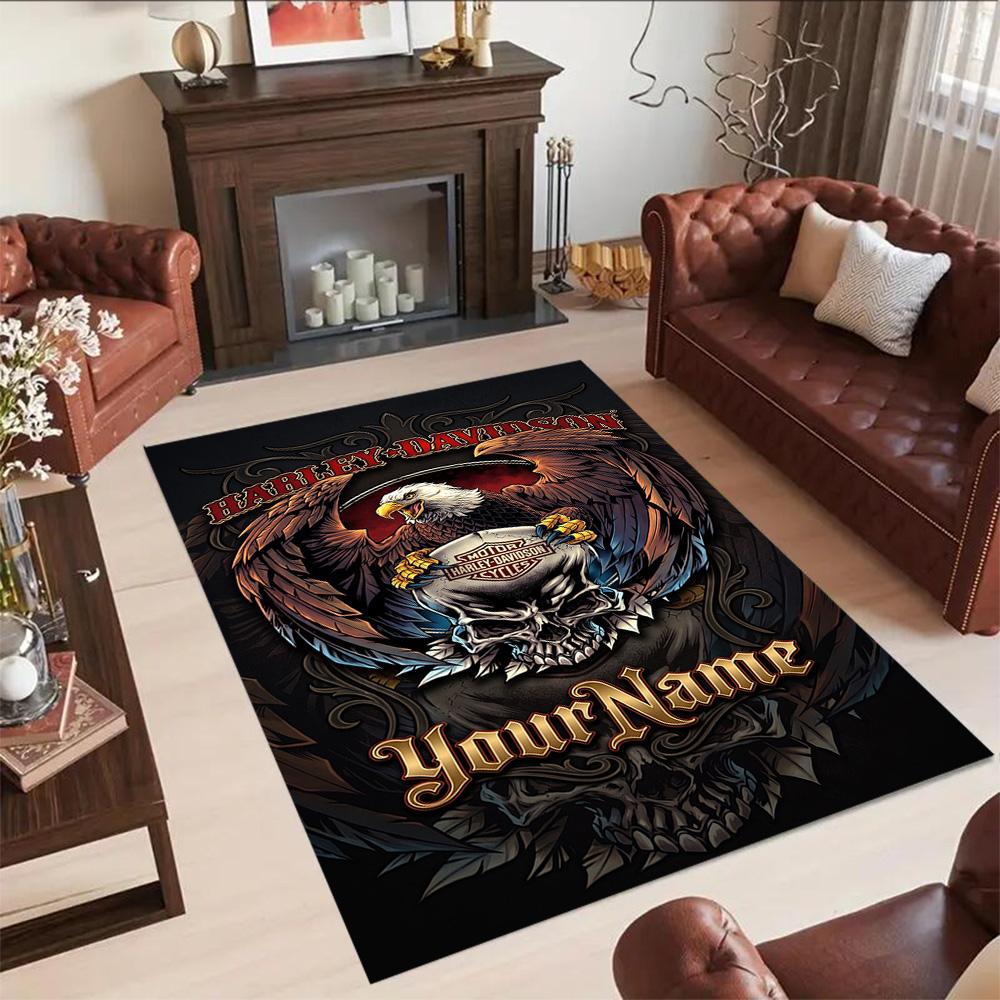 Harley-davidson Motorcycles Customize Text Floor Rug Office Rug Perfect for Kitchen Dining Room Decorate room Hallway Anti-slip Rug Office home decor