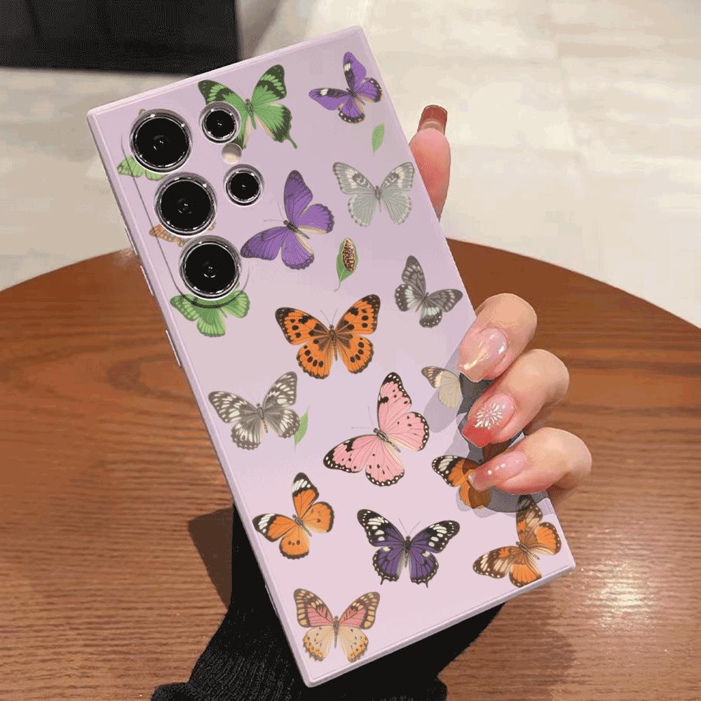 Colorful Butterfly Pattern Phone Case for Samsung Galaxy S25 S24 Ultra S23 S22 S21 S20 FE Plus Soft TPU Protection Cover