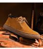 Tênis Masculino Retro de Camurça Sedosa de Cano Médio - Botas Casuais de Couro com Solado Grosso