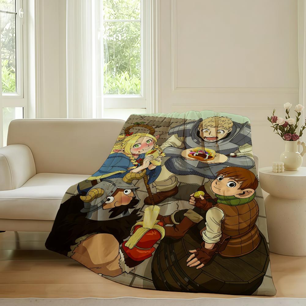 Anime Delicious in Dungeon Blanket For Sofa Office Bed Plane Travel Sleep Read Relax Camping Soft And Warm