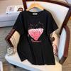 Plus Size Loose Fit Mid-Length Round Neck Short-Sleeve T-Shirt for Women