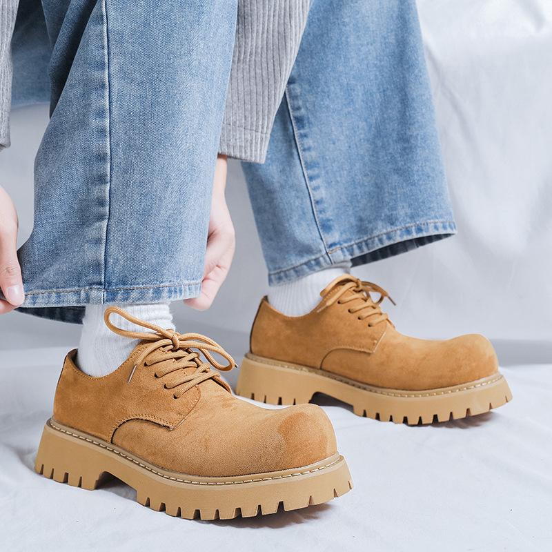 Mickey Derby Schuhe mit großem Kopf Herren Dicksohlige Erhöhung Low-Top Rhabarberstiefel Retro Pendler Casual Lederschuhe 1160-R