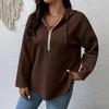 Women's Casual Long Sleeve Hooded Zip Up Top with Pockets Knit Wear