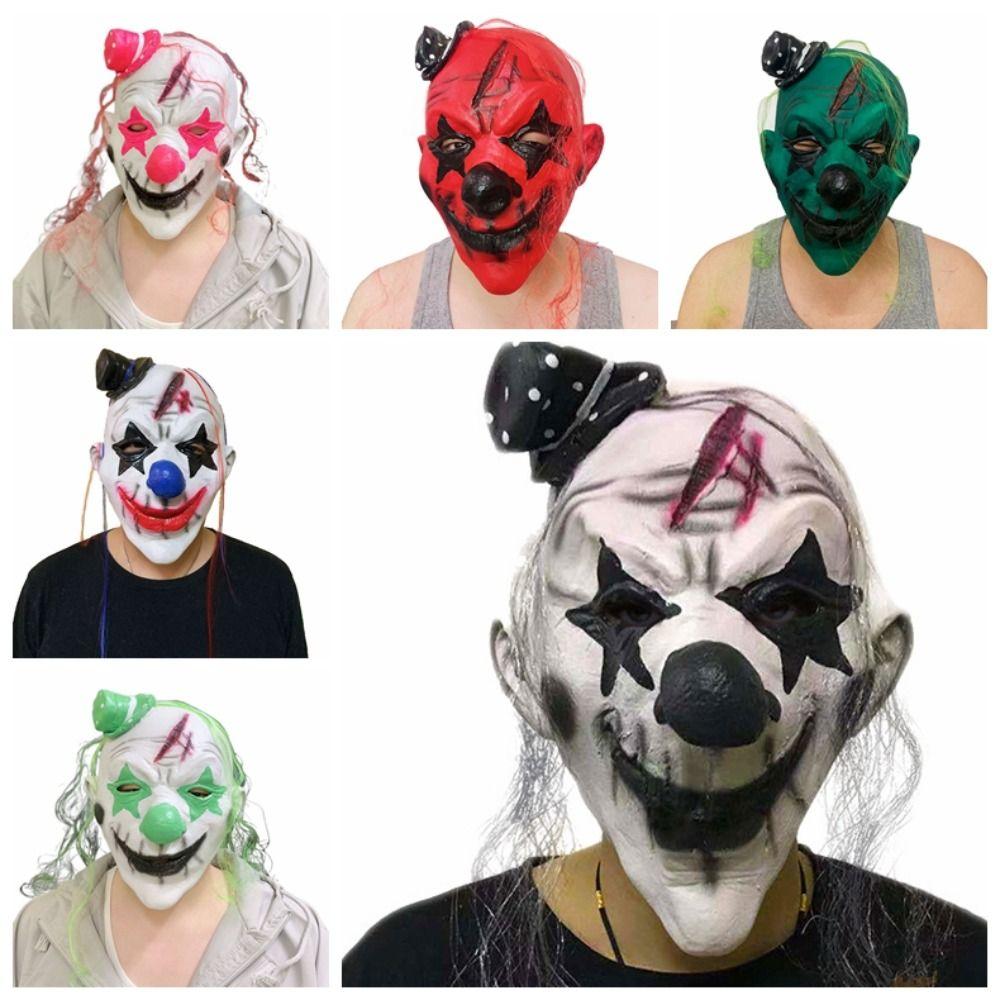 Dress Up Halloween Full Face Mask Latex Joker Mask Halloween Clown Facemask  Halloween Decor