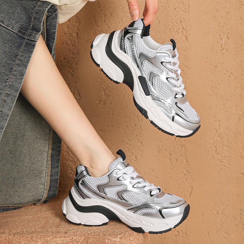 Augustine silver dad shoes girl 2025 new autumn and winter mesh platform sports casual running shoes ins tide