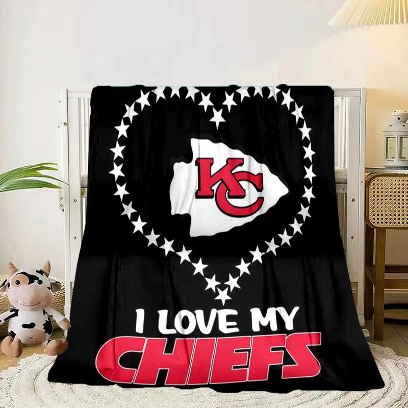 Kansas City Chiefs Pattern Portable Blanket/Soft Blanket Bedding Blanket Suitable for Travel Camping Living Rooms Offices Sofas Fan Gifts