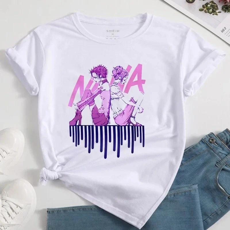 Nana Japanese Anime Summer Short Top T-shirt Women's Heart Pattern Anime T-shirt White Short Sleeve Casual Harajuku T-shirt Top