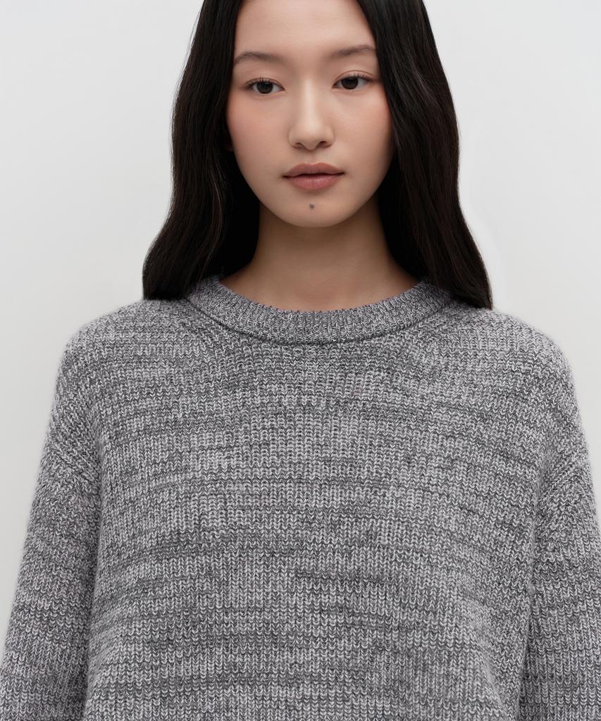 MUSINSA STANDARD WOMAN Women'S Mixed Yarn Crew Neck Knit [Melange Grey]