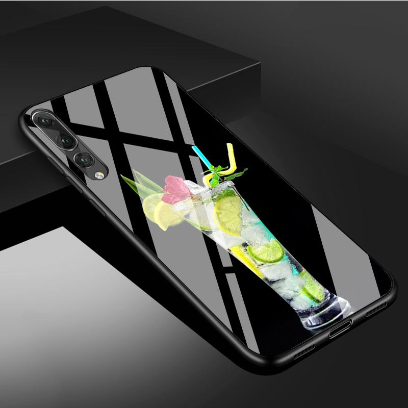 Drinks Tempered Glass Phone Case For Huawei P20 P30 P40 P40 Lite Pro Psmart Mate 20 30 Cover Shell