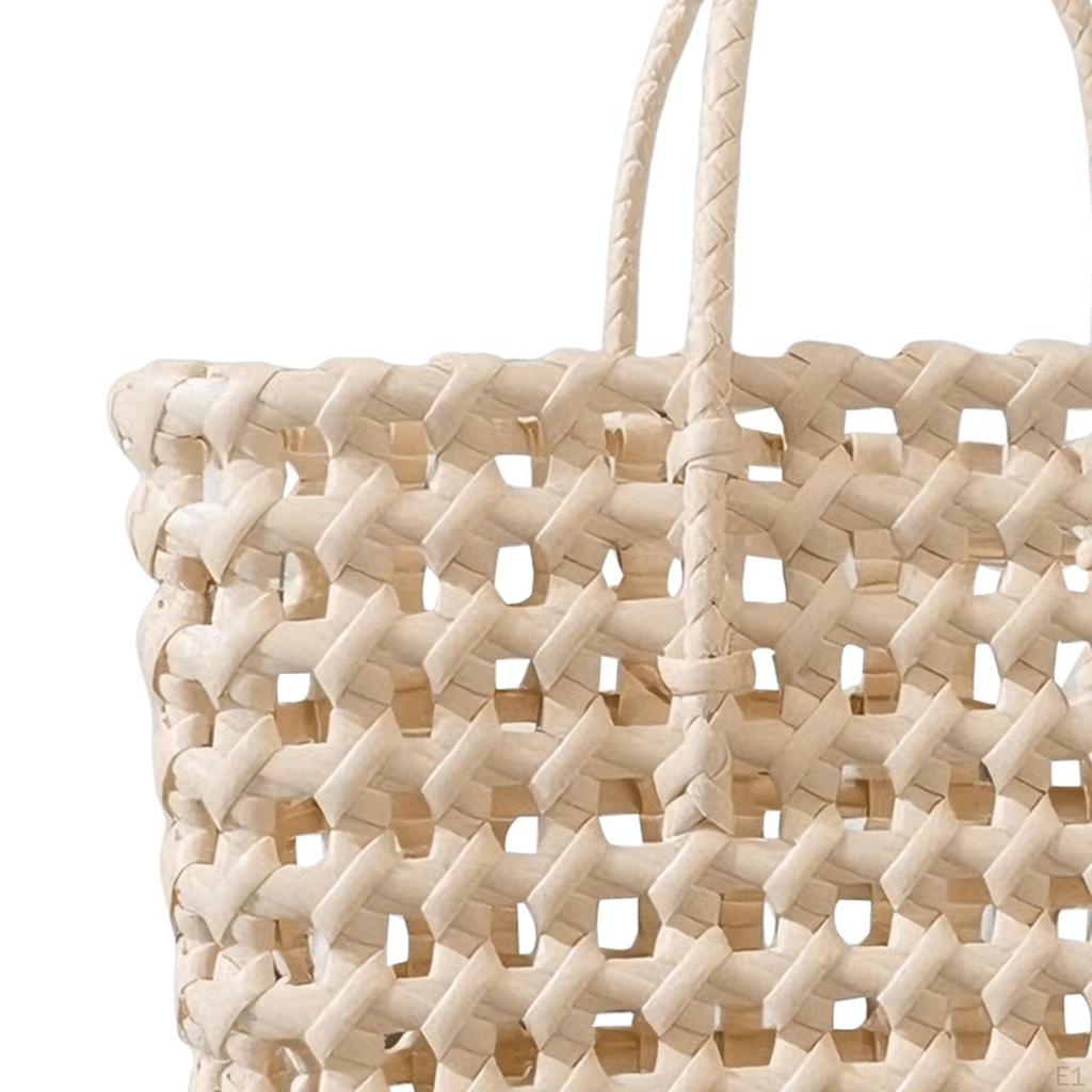 Woven Handbag Elegant Travel Purse Portable Beach Tote Bag for Commuting Holiday