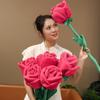 85cm/100cm Large Red Plush Artificial Rose Bouquet Stuffed Bendable Bouquet Soft Floral Home Decoration Valentine's Day Gift