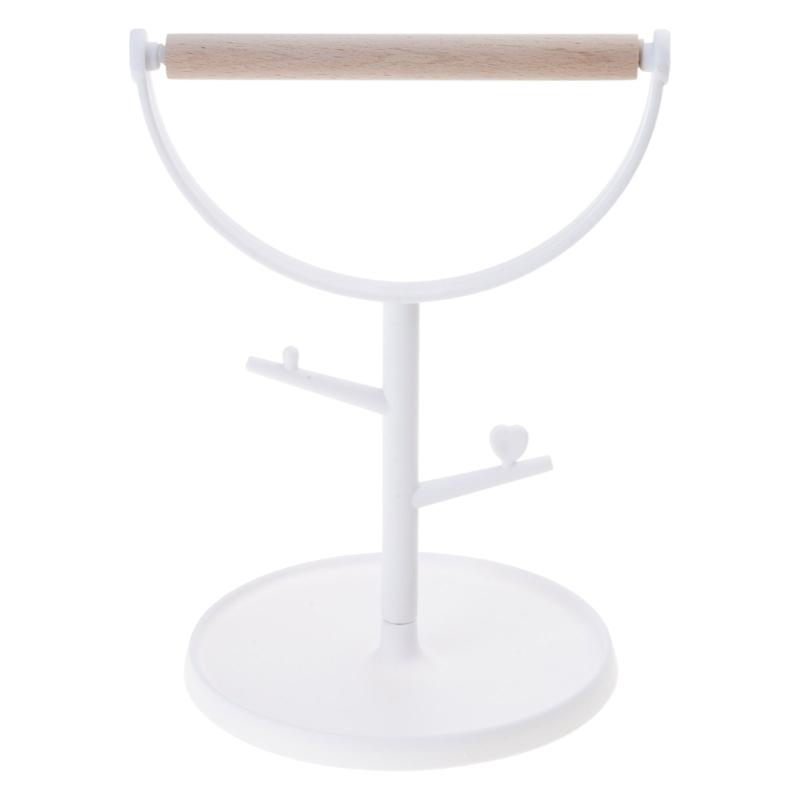 

Natural Wood Bird Perch Stand With Removable Waste Tray and NonSlip Base For Small to Large Parrots Enrichment Chewing