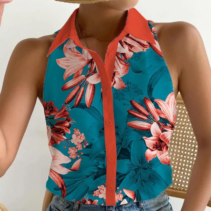 YYFS Women's Fashion Casual Summer Sleeveless POLO Neck Blouses & Shirts