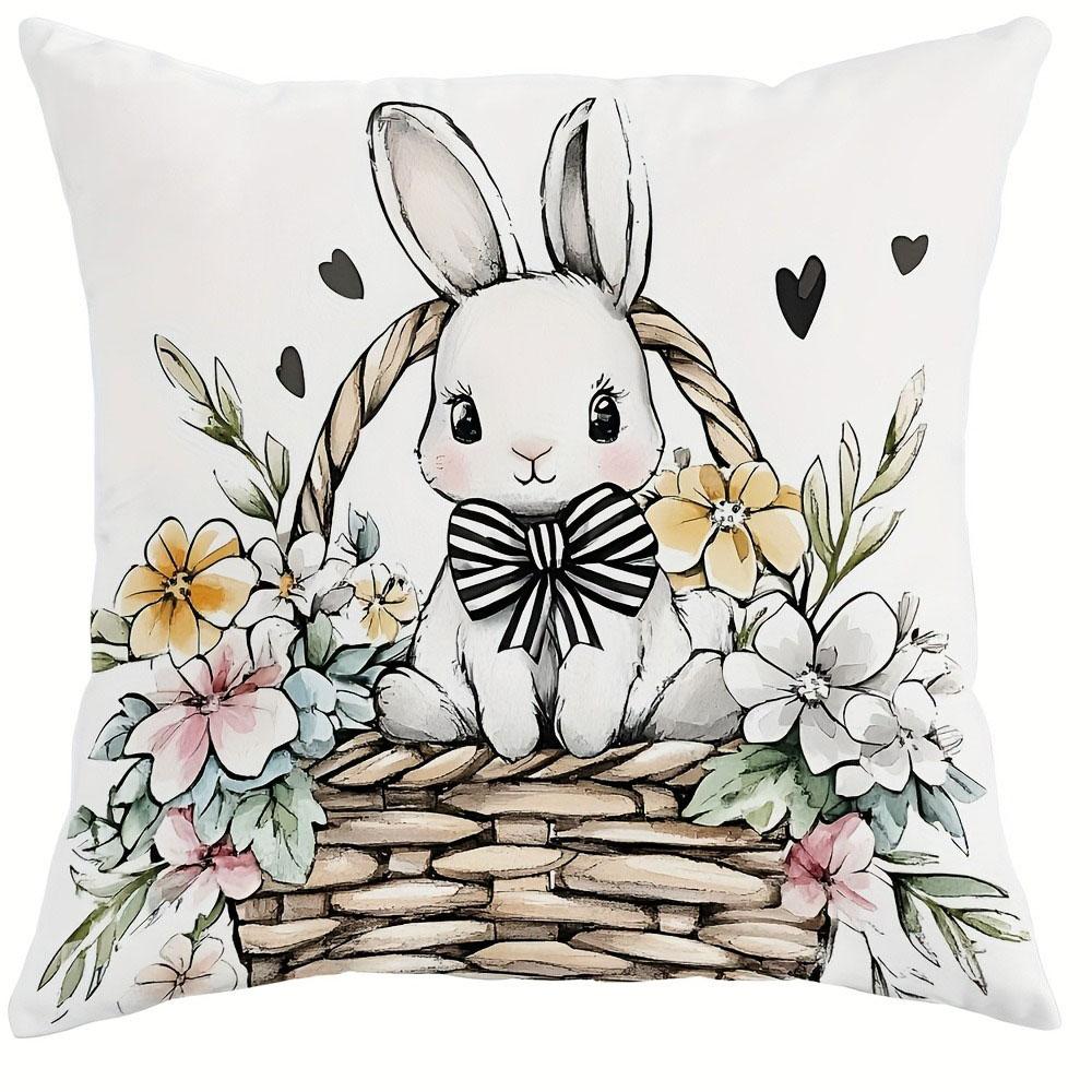 Easter Truck Bunny Print Nordic Home Decor Pillowcase Bedroom Living Room Sofa Decoration Polyester Cushion Cover with Zipper
