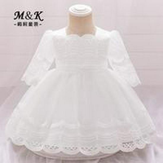 Girls' White Lace Christening Gown - First Birthday Princess Dress