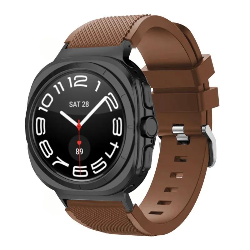 Silicone Strap For Samsung Galaxy Watch Ultra 2026 47mm Stripe Texture Replacement Band For Samsung Watch 8/8 Classic Accessory