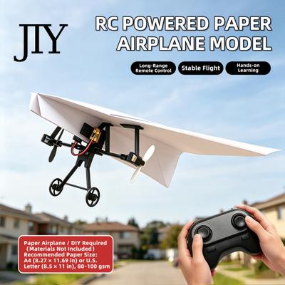 DIY Flying Plane Kit Remote Control Paper Airplane with Gyro Stabilizer, Electric RC Stabilizer Launcher Power Module Dual Propellers, Aircraft