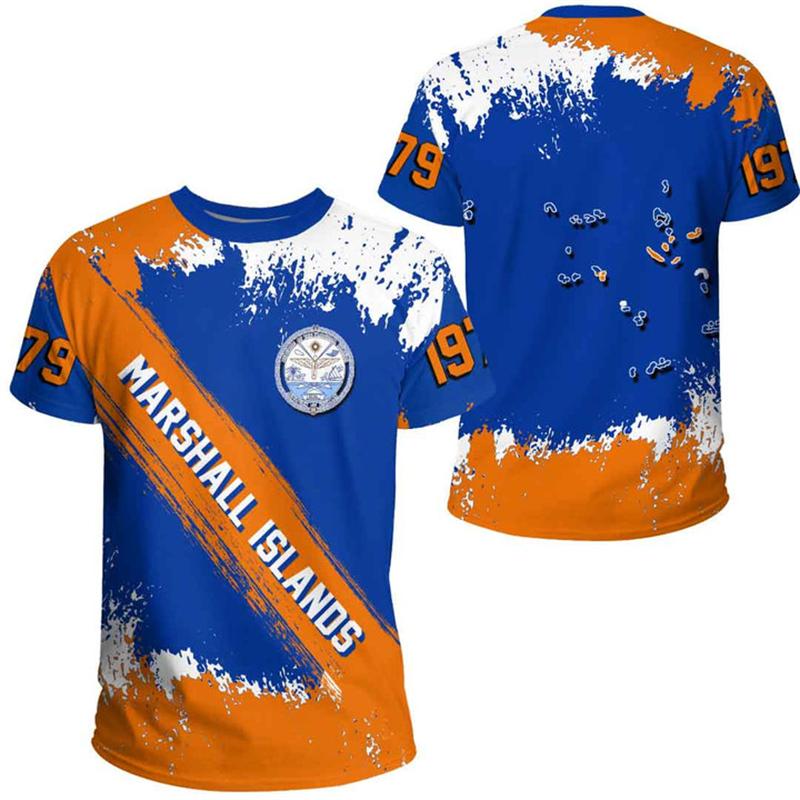 

Футболки с изображением флага и карты Маршалловых островов, футболка с национальным гербом для мужчин, футболка унисекс из Полинезии, повседневная футболка для женщин, топы XL