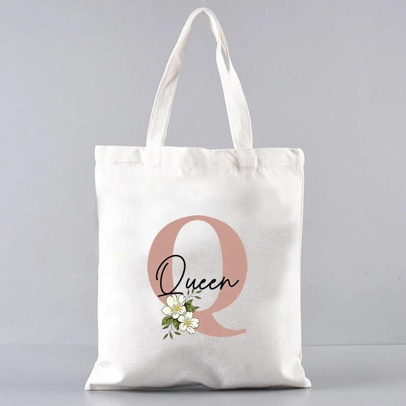 Custom Name White Canvas Tote Bag Large Capacity Foldable Supermarket Shopping Bag For Women Shopper Personalized Handbags
