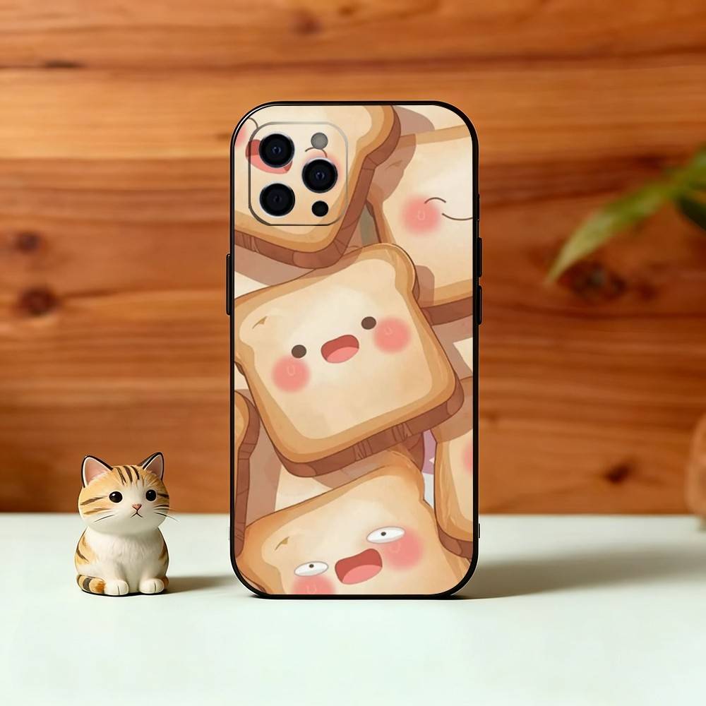 Cute Bread Illustration Phone Case Silicone Soft For IPhone 17 16 15 14 13 12 11 X XR Plus Pro Max Plus