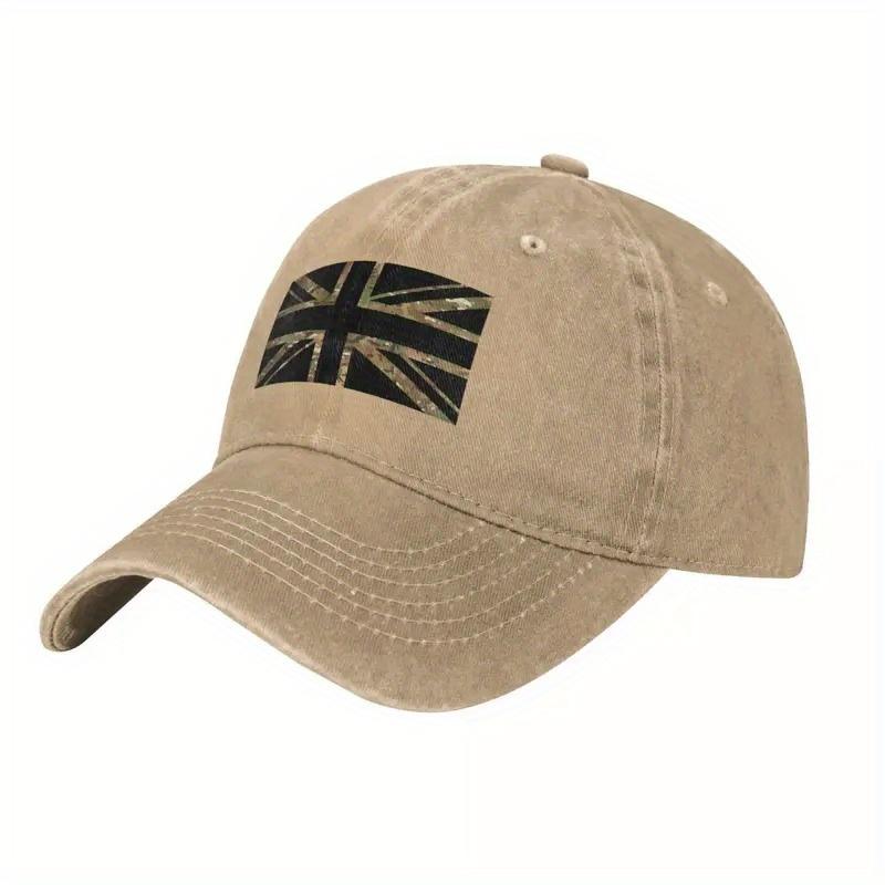 Camo Union Jack Baseball Cap Adjustable Cotton Distressed Style Casual Unisex Sunscreen Hat