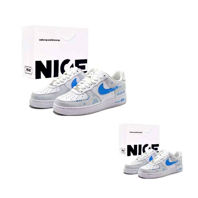 

Nike Air Force 1 Cushioning, Wear Resistant Low top Skateboard Shoes Men s Blue White CW2288-111(Team907-S) 42.5