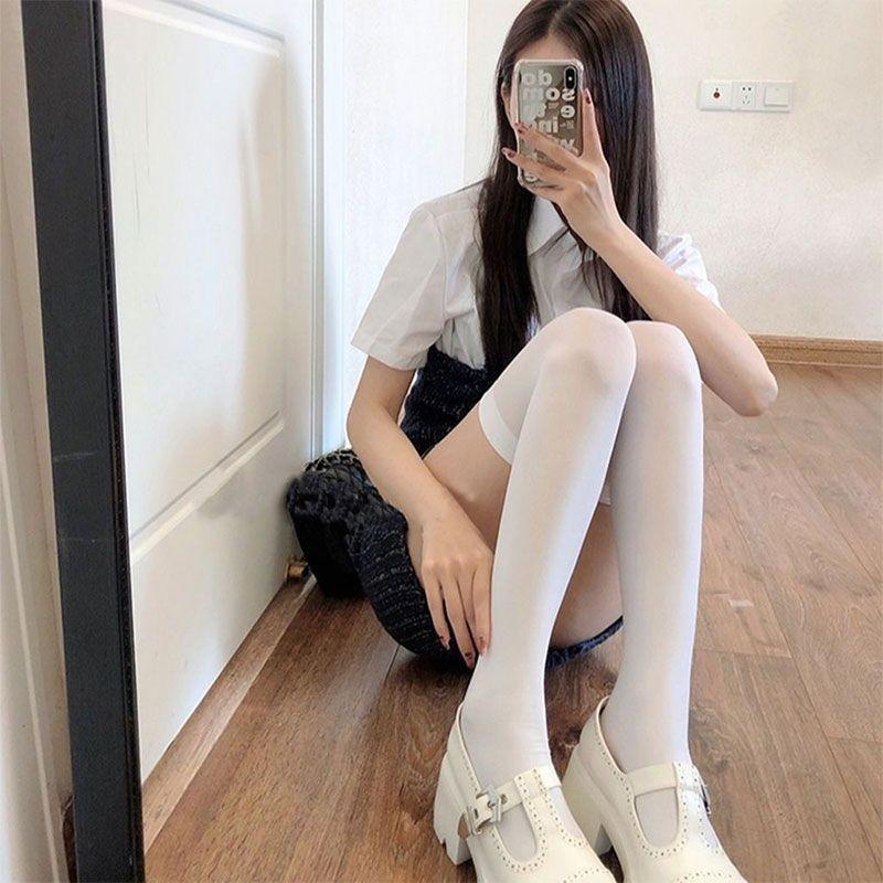 Japanese Cos Non-Slip Knee Socks, Stockings, White And Black Student Stockings, Medium And High Stockings, Velvet Extended
