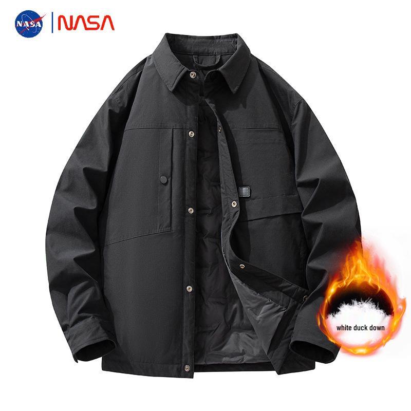 

NASA Collaboration Men s Retro Winter Down Jacket - Fashionable & Versatile with 90% Down Filling L чорний