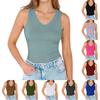 Women's Sleeveless V Neck Tank Top Casual Summer Basic Stretchy Fit Soft Fabric Lightweight Layering Shirt