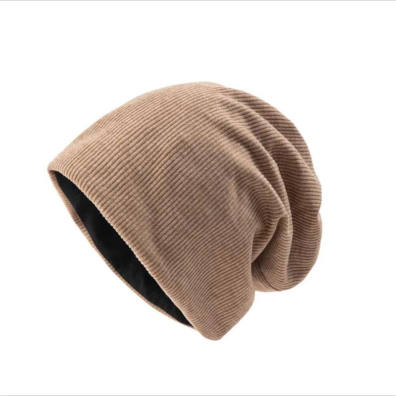 Large head Loose Hat for Women In Autumn and Winter Corduroy Pile Hat In Solid Color  Retro and Versatile  Cold Hat Pullover Hat for Adults