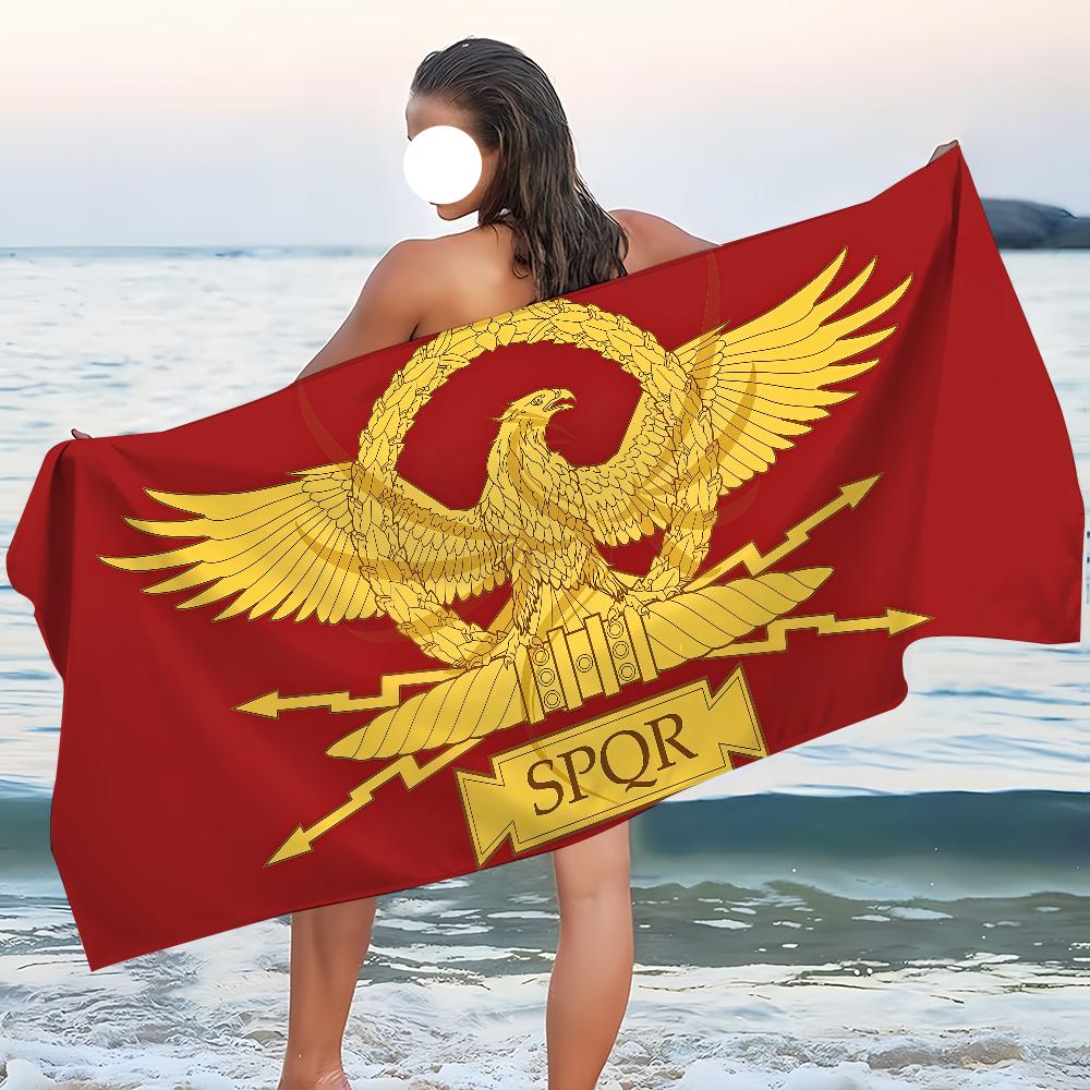 Toalla con Logo SPQR Romano Playa Baño Secado Rápido Ligera Portátil Sauna Camping Piscina Natación Viaje