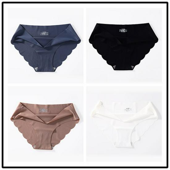 4-balení bezešvých dámských kalhotek středního pasu plus size z ledového hedvábí - Sexy letní trojúhelníkový design