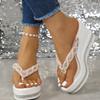 Luxus Leichte Strass Damen Flip-Flops Dicke Sohle Höhenverstellend Sommerlich Lässig Außen-Slipper, Damenschuhe