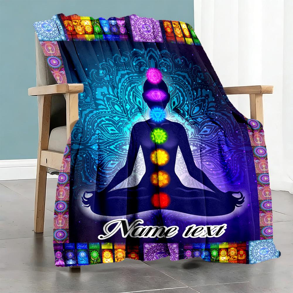 Chakra Customize Your Name Blanket Cozy Personalized Blanket Durable Comfort Great for Sofa Home Decor Nap Office Chair Ideal for All Seasons