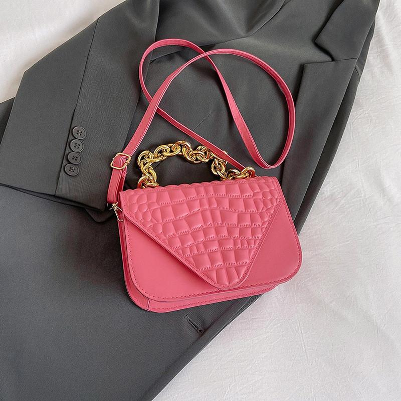 Elegant Pu Leather Mini Shoulder Bag With Magnetic Closure For Trendy Outfits маджента