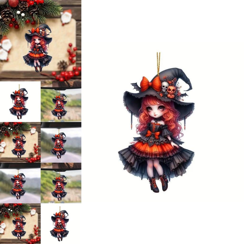 Car Decor Acrylic Girl Pendant Halloween Style Car Interior Ornament For Vehicle Decoration
