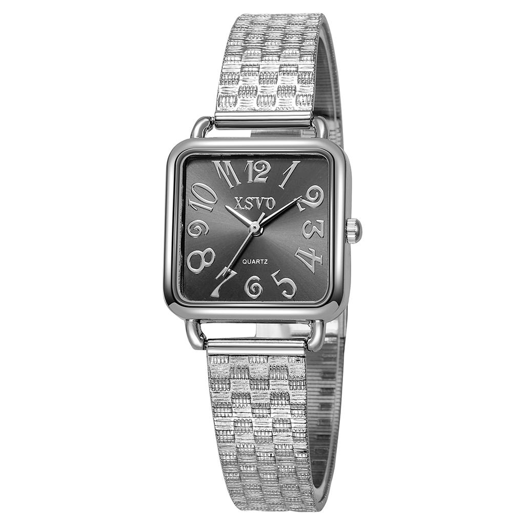 Fashionable simple versatile square dial alloy women's quartz watch, suitable for daily wear, Christmas gifts