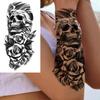 1 Blatt Temporäre Skelett-Tattoos für Damen Herren Fake Death Totenkopf Blume Tattoo Aufkleber Körperkunst Zeichnung Arm Unterarm Taille Rücken
