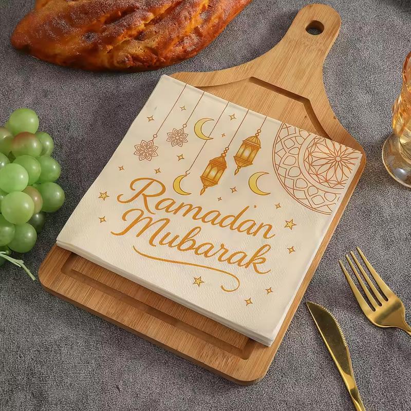 20Pcs Moon Lantern Paper Napkins Ramadan Mubarak Disposable Party Paper Tissues 2026 Muslim Islamic Eid Home Table Decorations