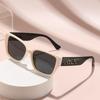 Large Frame Trendy Sunglasses Wide Foot Hollow Letters Sunglasses Women's Fashion Square Frame Sunglasses
