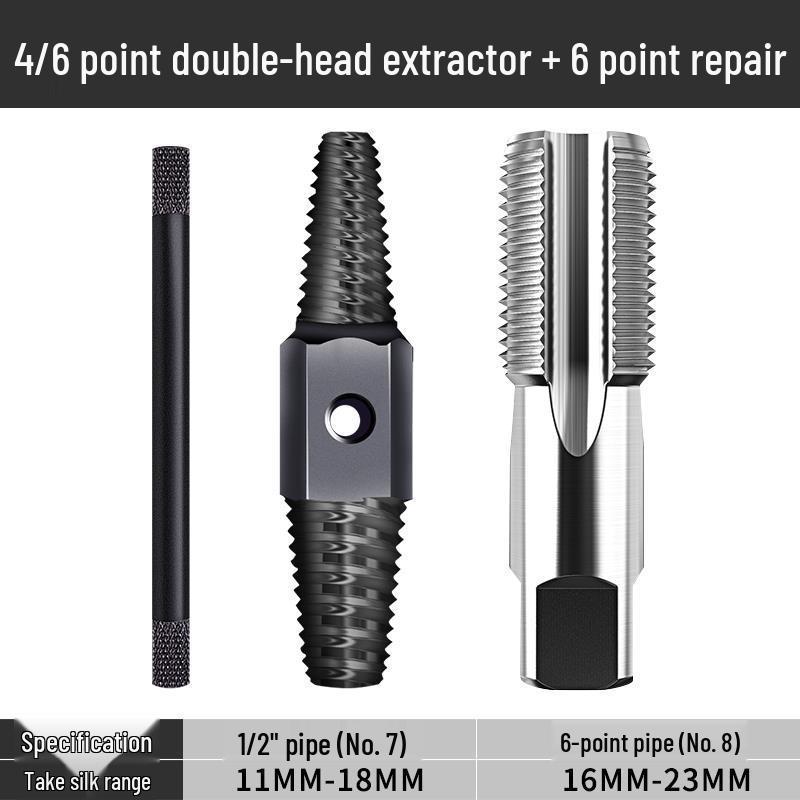 Doppelköpfiger Linksgewinde-Ausdreher für abgebrochene Wasserhähne, Rohre und Schrauben