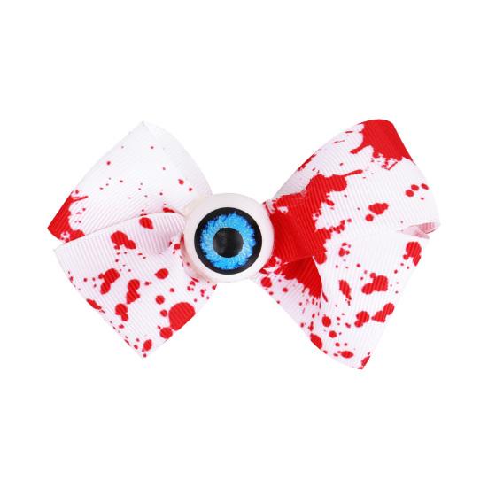 Halloween Blood Bow Clips for Women Girls Horror Eyeball Bowknot Hairpin for Halloween Theme Party Hair Accessories